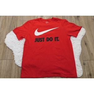 THE NIKE TEE Men's Medium T-shirt Classic Swoosh Red White